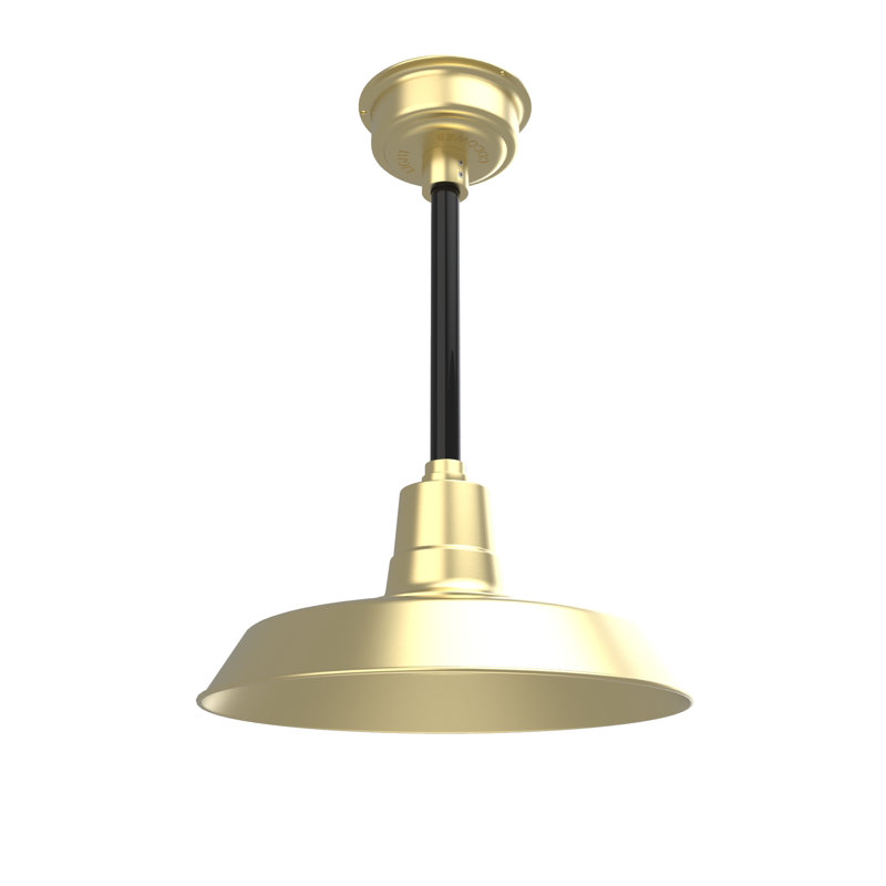 Luminaire suspendu en forme de dôme à 1 lumière DEL Haleigh, H 48 po x l 16 po x P 16 po, Laiton massif / noir