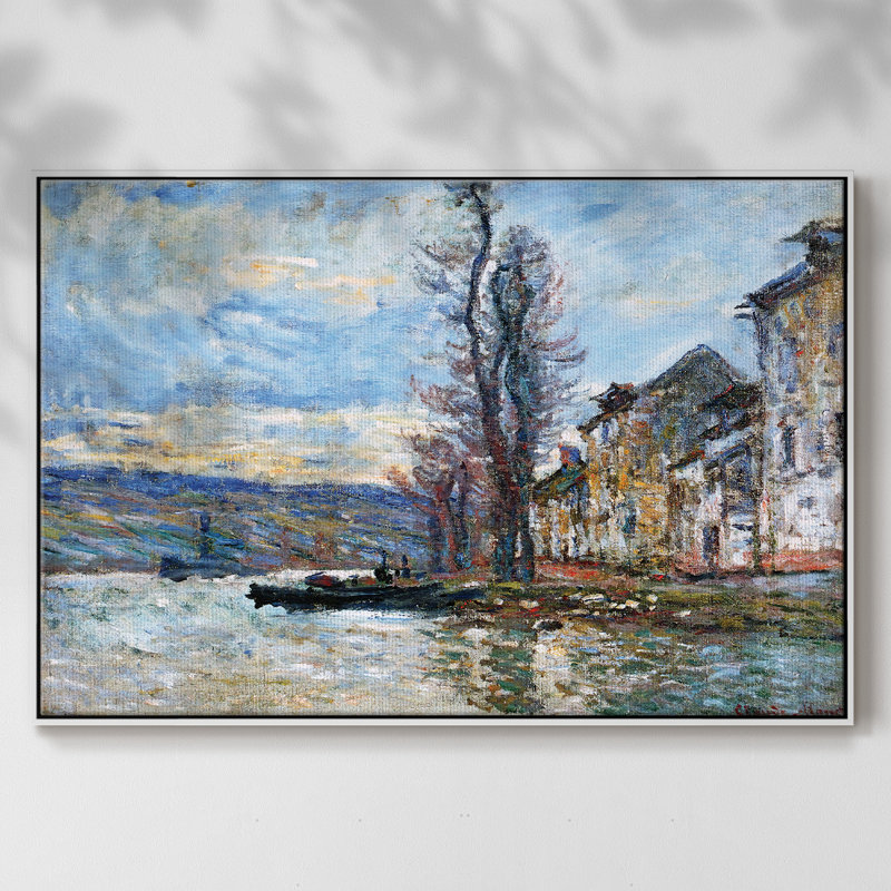 La seine à Lavacourt, hiver, 1879, reproduction d'art sur toile, H 17 po x l 25 po x P 2 po, Blanc