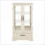 Vitrine d'exposition vitrée rétro américaine | Tablettes réglables en verre, 2 portes 1 tiroir | Ampoule incluse | Bois aggloméré blanc neige et verre-815433263