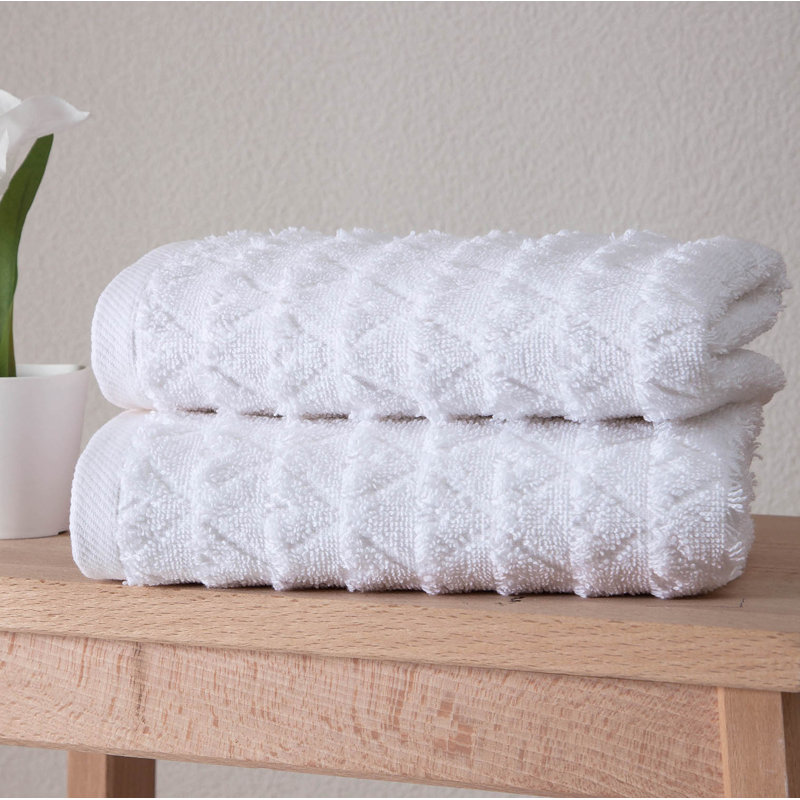 Spotts Midweight Jacquard Hand Towel, White