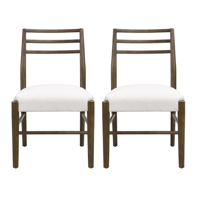 Chaise d'appoint rembourrée Deeann, Tissu beige / noyer