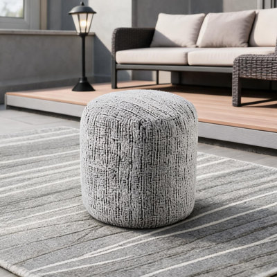 Pouf rond décoratif avec revêtement en chenille et rembourrage en billes de polystyrène pour le siège du salon