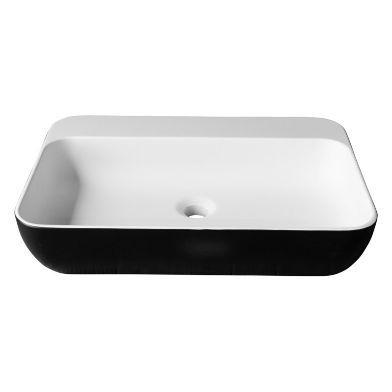 AGUA CANADA Falcon 15.75'' Black Solid Surface Rectangular Bathroom Sink