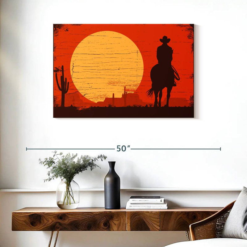 Lelar Cowboy Sunset Silhouette, 24" H x 36" W