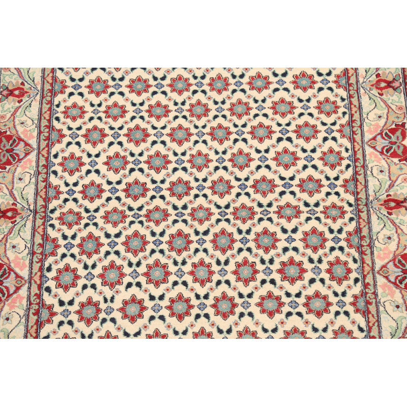 Tapis unique beige / ivoire noué à la main nouvel âge 4 pi 1 po x 6 pi 1 po