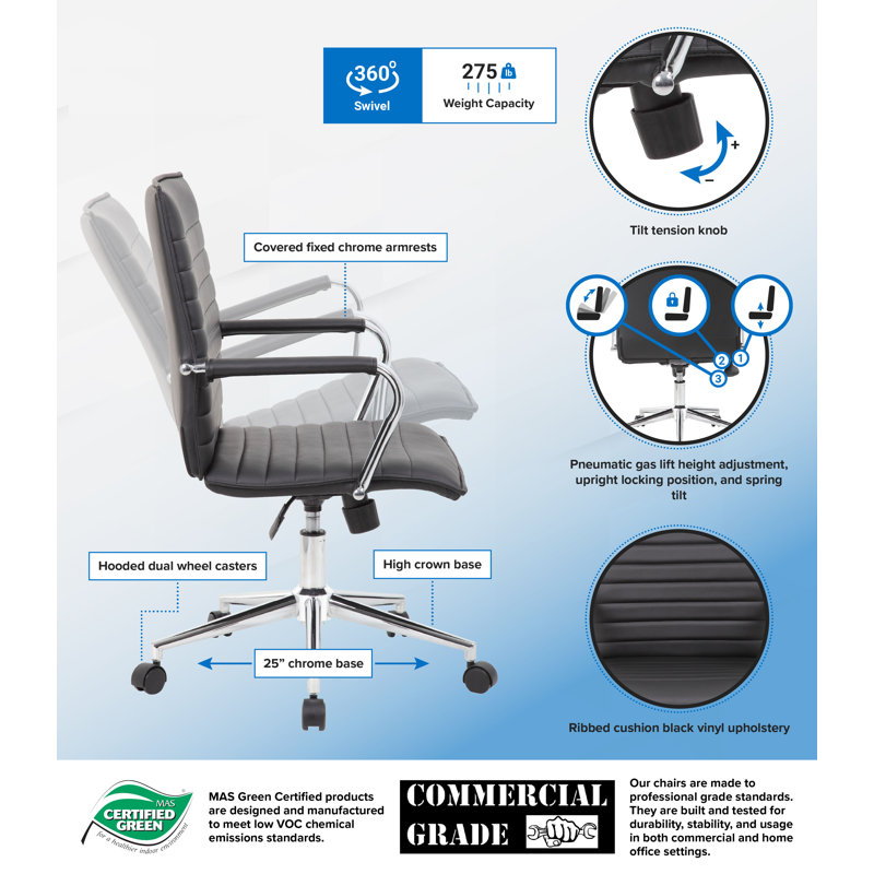 Vinyl Task Chair, Black