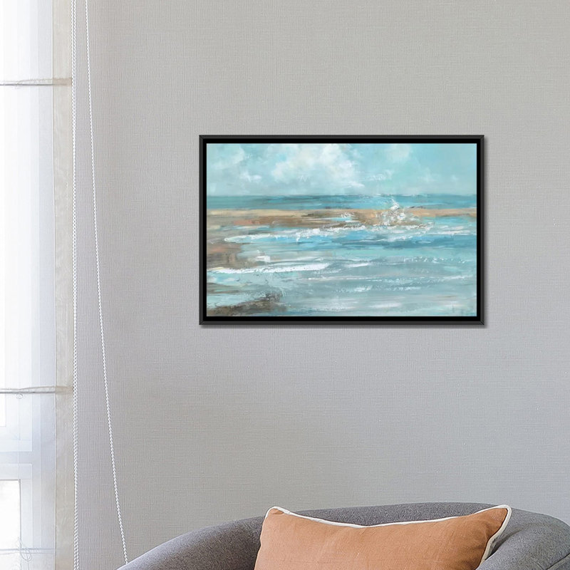 «Breaking Waves», impression sur toile, H 18 po x l 26 po x P 1,5 po, Toile avec cadre noir, Pas de tapis