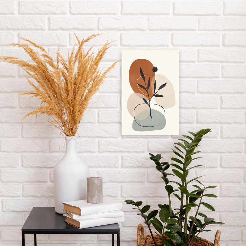«Earthy Botanical Abstract Abstract Contemporary Minimalist Nature Plant», reproduction d'art murale, 18" H x 12" W