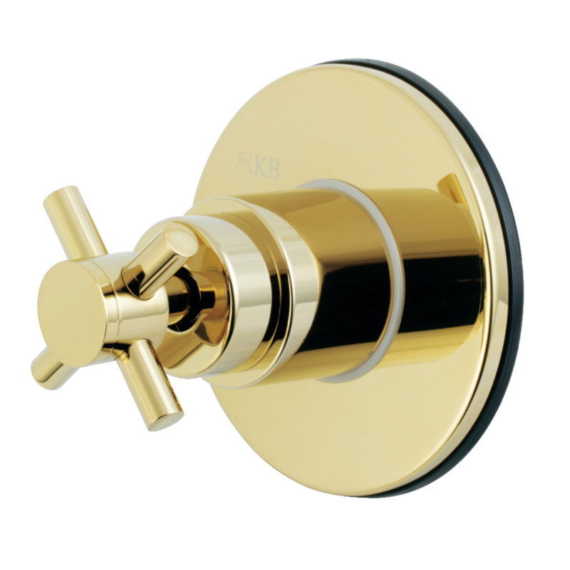Kingston Brass Concord Single-Handle Wall Mount Three-Way Diverter Valve with Trim Kit, Polished Brass