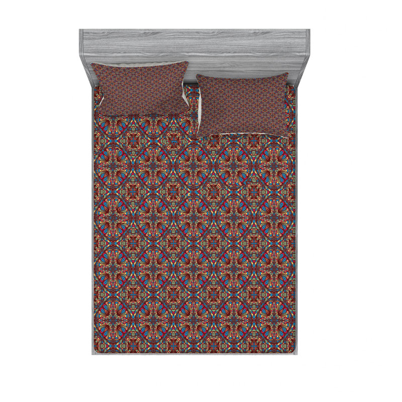 Microfiber Floral Sheet Set, Queen Sheet Set with Fitted Sheet