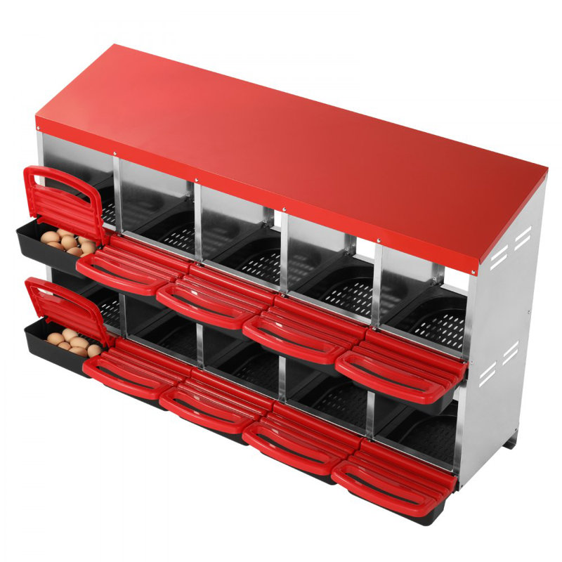 10-Compartment Chicken Nest Box Mental Box with Inclined Nesting Boxes