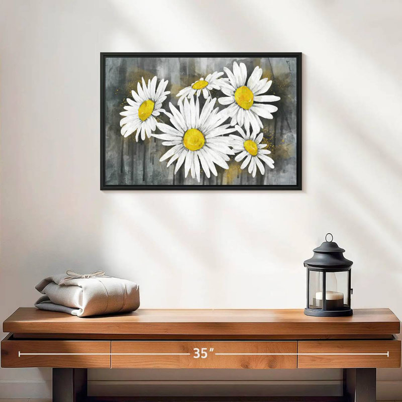 Bouquet de marguerites, 19 po x 13 po, Cadre flottant noir