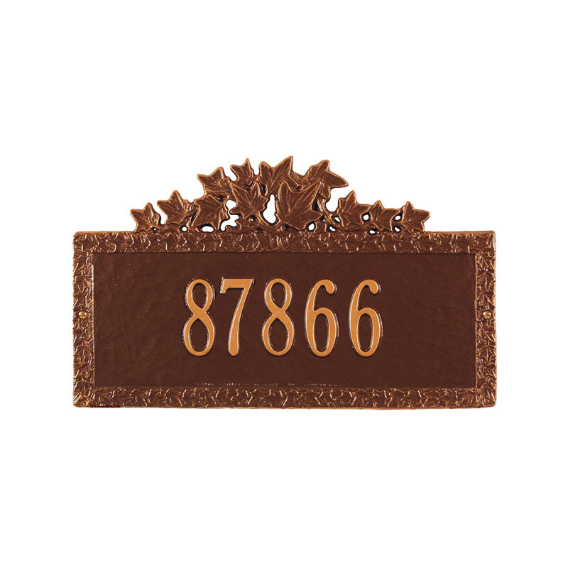 Plaque d'adresse murale 1 ligne Ivy, Cuivre antique, Oui