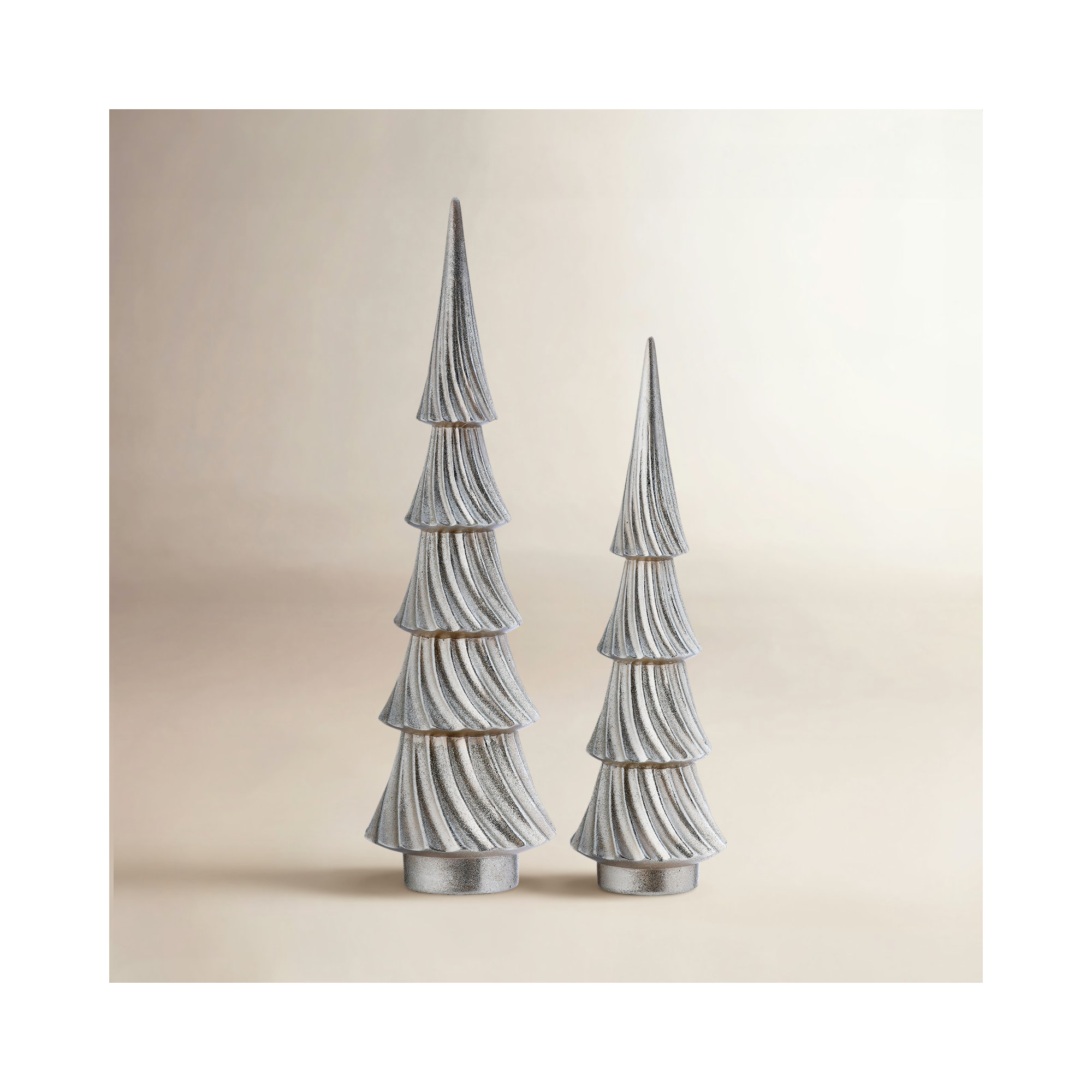 14-17" Resin Modern Trees Set of 2, Champagne