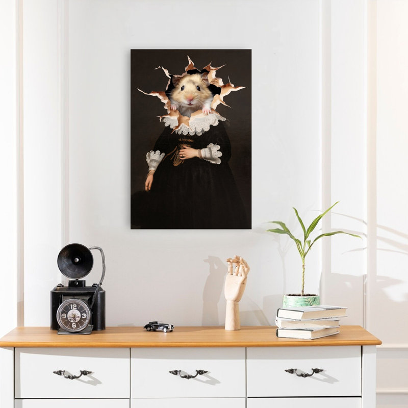 Portrait d'un hamster surprise, classique et élégant, portrait animalier surréaliste, affiche murale, H 24 po x l 16 po