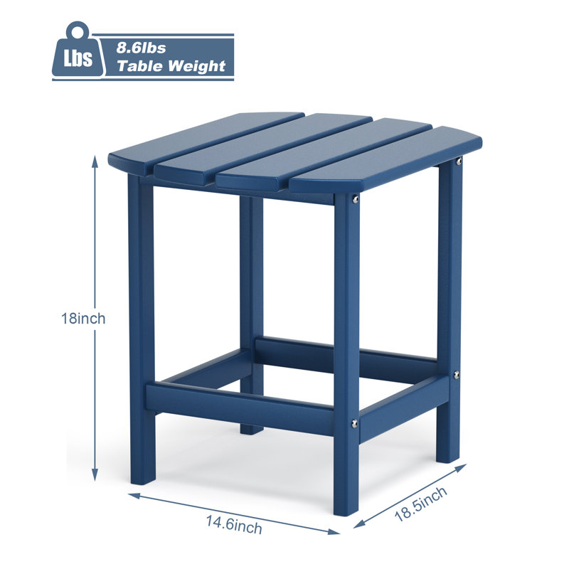 All-Weather Outdoor Side Table Adirondack Tables Patio Table Plastic End Tables NavyBlue, Navy