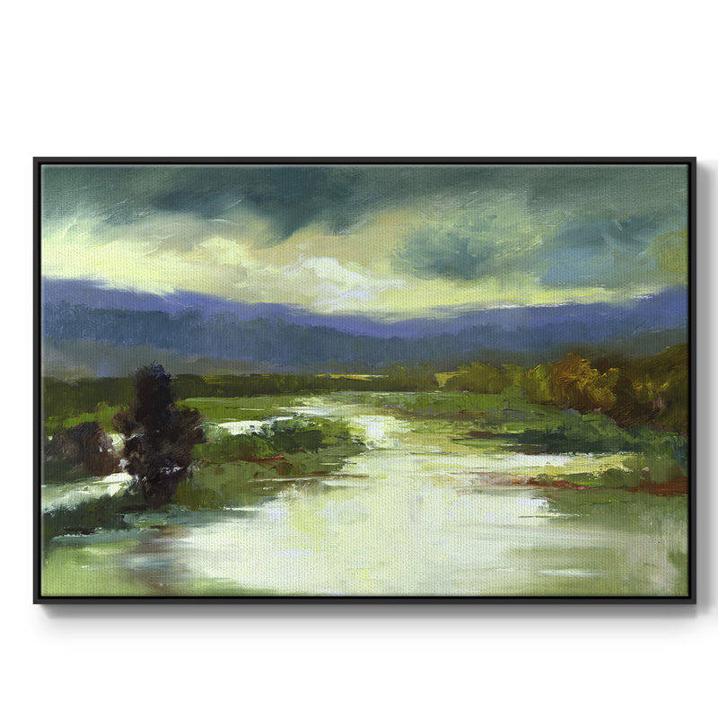 Mountain Meadow, peinture sur toile encadrée, H 25 po x l 37 po x P 2 po, Cadre noir