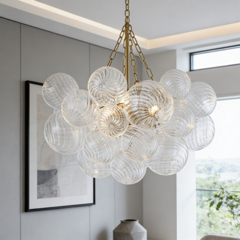 Luminaire suspendu en verre 3 lumières à intensité variable