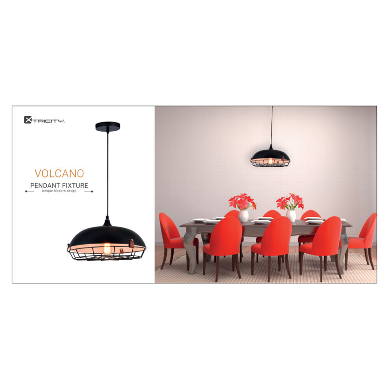 Luminaire suspendu en dôme à 1 lumière unique Volcano