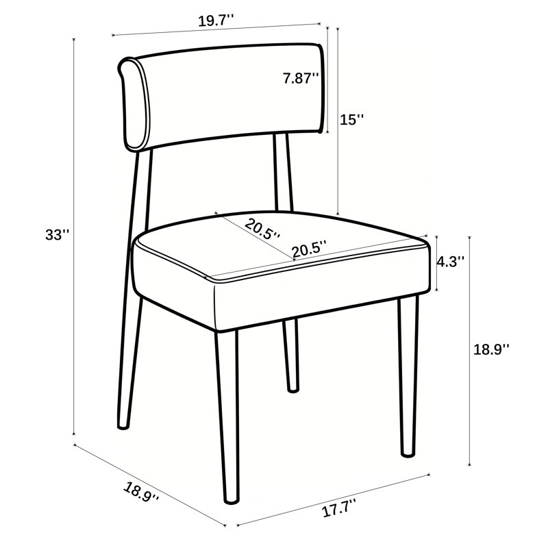 Chaise d'appoint rembourrée en bois massif, Blanc, Noir
