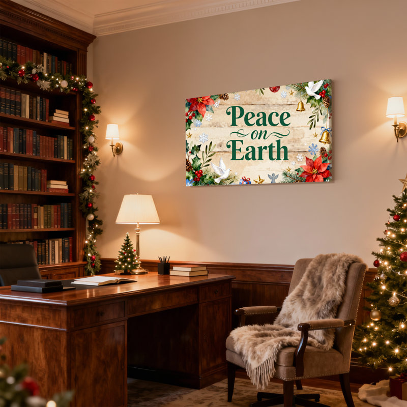 Paix de Noël sur terre, ensemble de 3 reproductions d'art sur toile, H 16 po x l 24 po