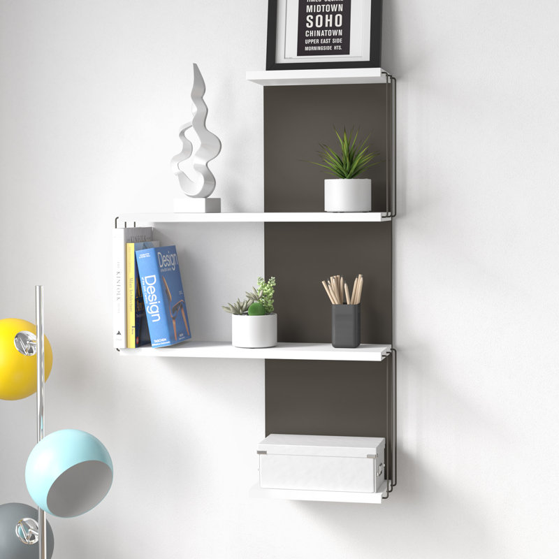 Hampson 4 Piece Floating Shelf, White/Anthracite