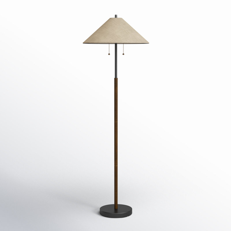 Florina 62'' Traditional Floor Lamp, Walnut/Black, Light Brown