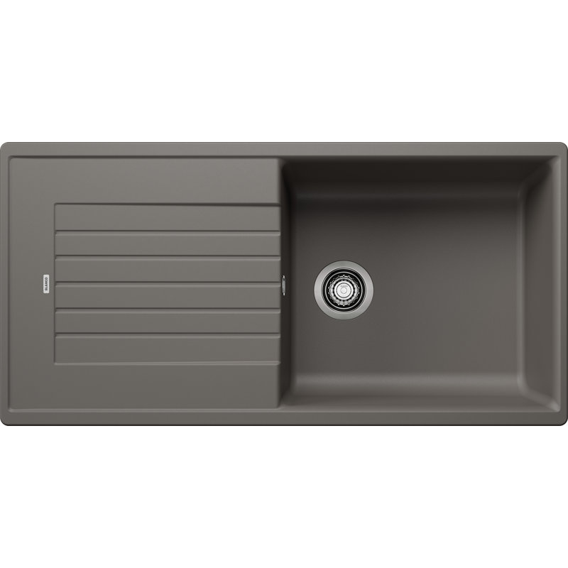 Zia Single Bowl Inset Kitchen Sink, Volcano Grey, 202mm H x 500mm W x 1000mm L