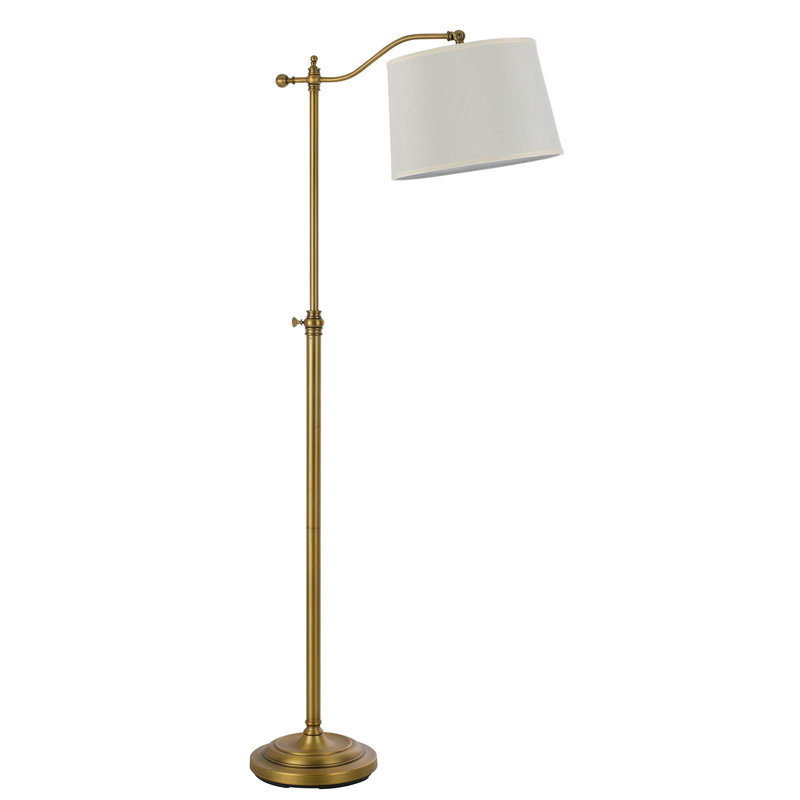 Lampe sur pied de forme traditionnelle réglable 63 "avec abat-jour carré, Bronze, Blanc