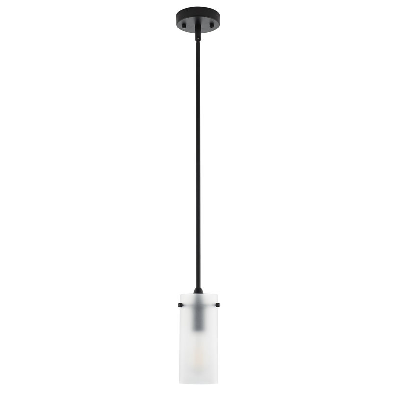 Angelina 1 - Light Single Pendant, Black, Frosted, Small Shade