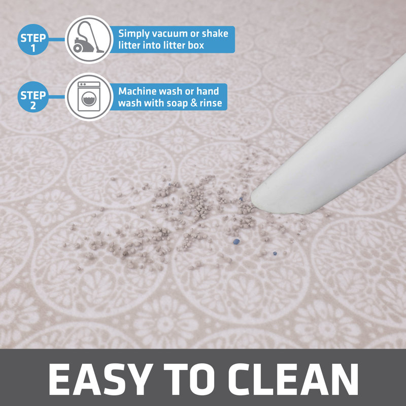 XL Original Cat Litter Mat, Contains Mess from Box, Protects Floors, Urine-Proof, Machine Washable, Soft on Kitty Paws, Absorbent, Waterproof (29”x36”) (Tan Global) (USA Made)