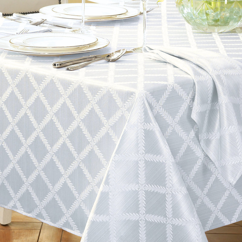 Lenox Laurel Leaf Tablecloth, White, 70"x144" Rectangle