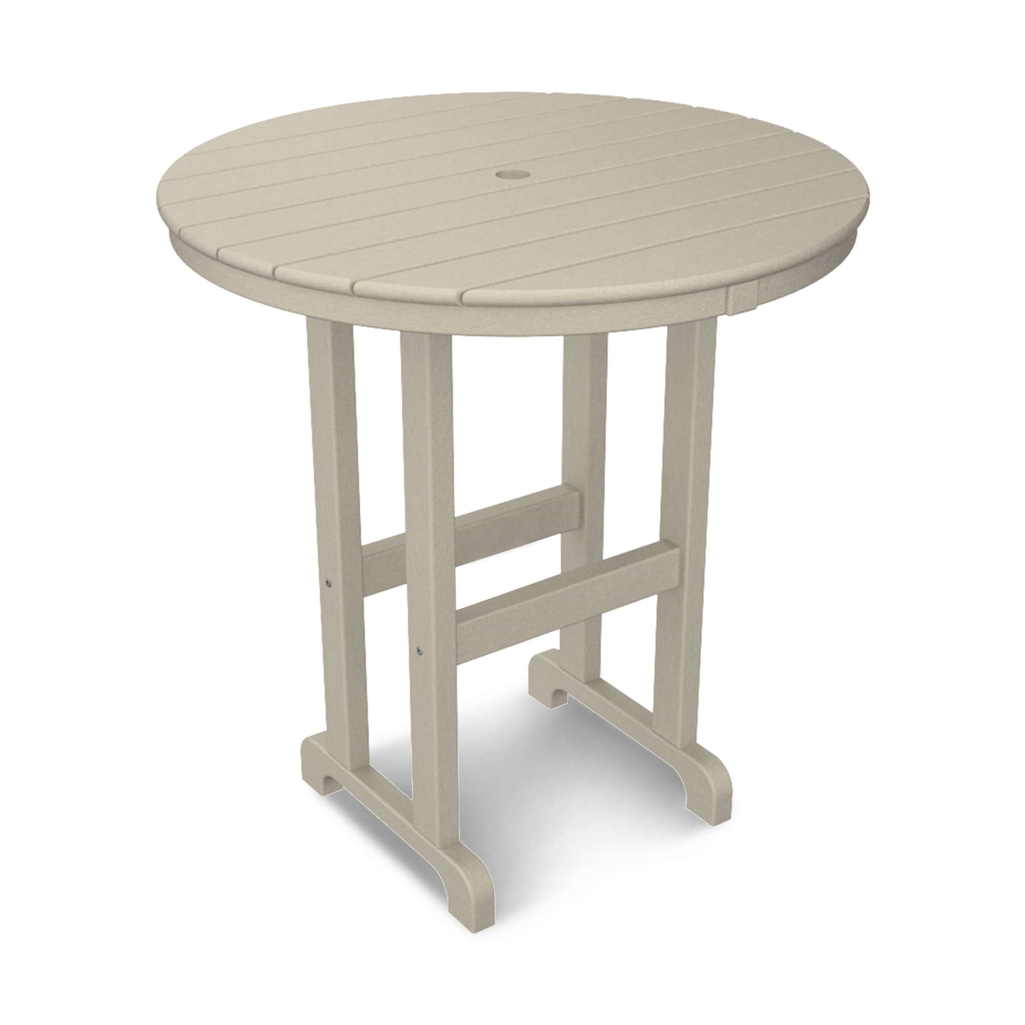 POLYWOOD Round Farmhouse Counter Table, Sand, 36"