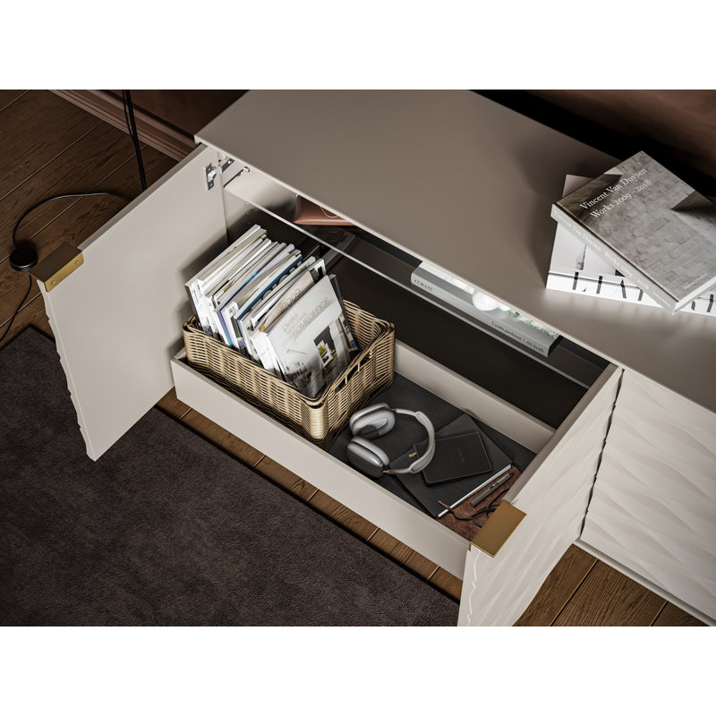 Ripple 79.5'' W Sideboard, Stone/Brushed Brass