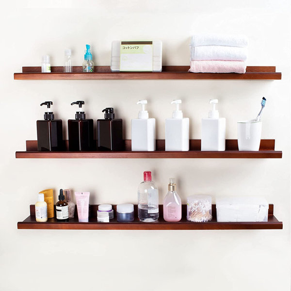 Xiangong 3 Piece Walnut Floating Shelf | Wayfair 3 Piece Walnut Floating Shelf