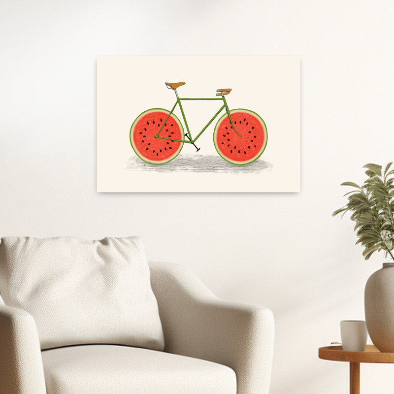Watermelon, impression d'art mural contemporain bicyclette, H 16 po x l 24 po