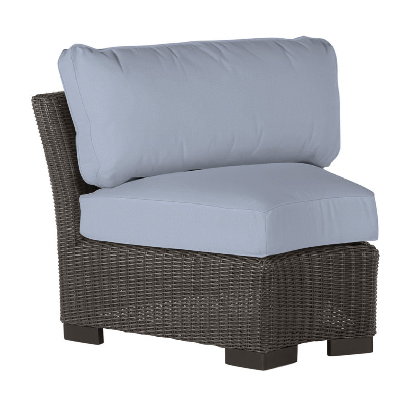 Club Woven Patio Chair with Cushions, Black Walnut, No Welt, Linen Forest