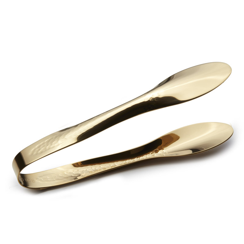 Stainless Steel Salad / Serving Tongs, Hammered Finish Gold