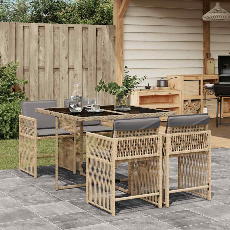 Patio Dining Set with, Mix Beige, Grey