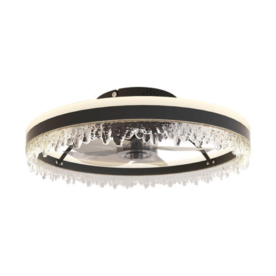 Crystal Ceiling Fan with Light and Remote, Dimmable LED, Quiet Motor, Modern Design for Bedroom or Living Room