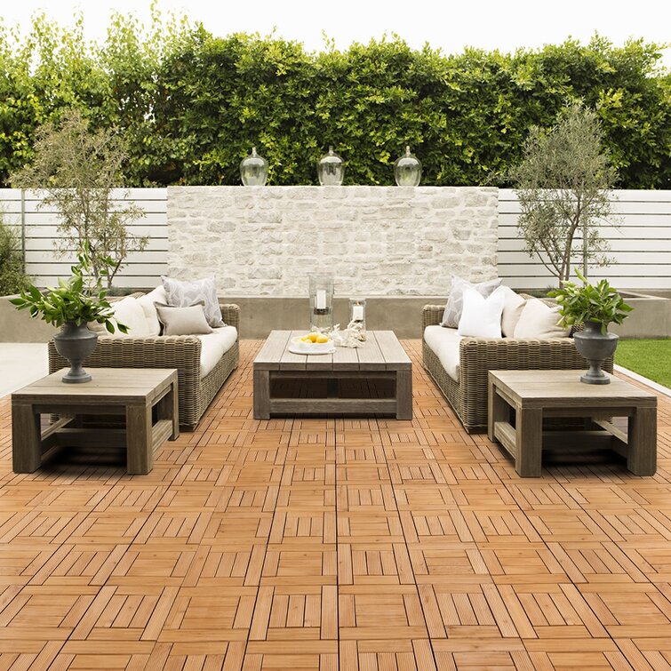 Yaheetech 12 x 12 Wood Interlocking Deck Tile & Reviews