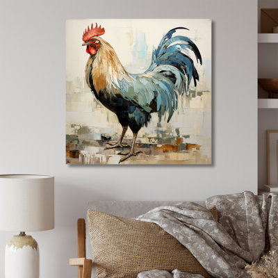 Coq rustique en bois Peck IV - Art mural encadré de poulet