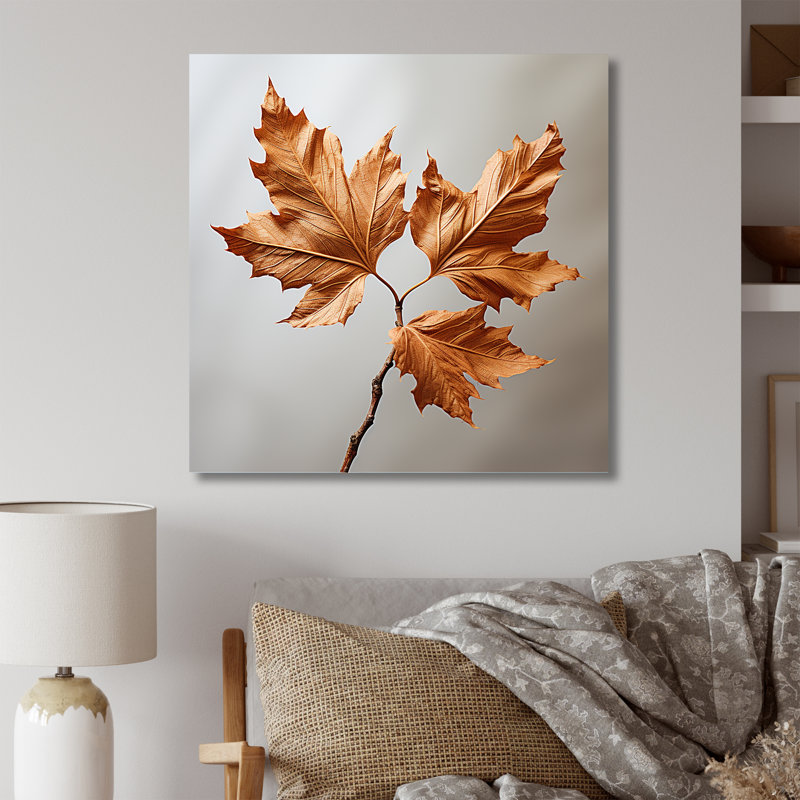 «Copper Leafy Abstractions III», reproduction sur toile, Toile tendue, H 24 po x l 24 po x P 1 po