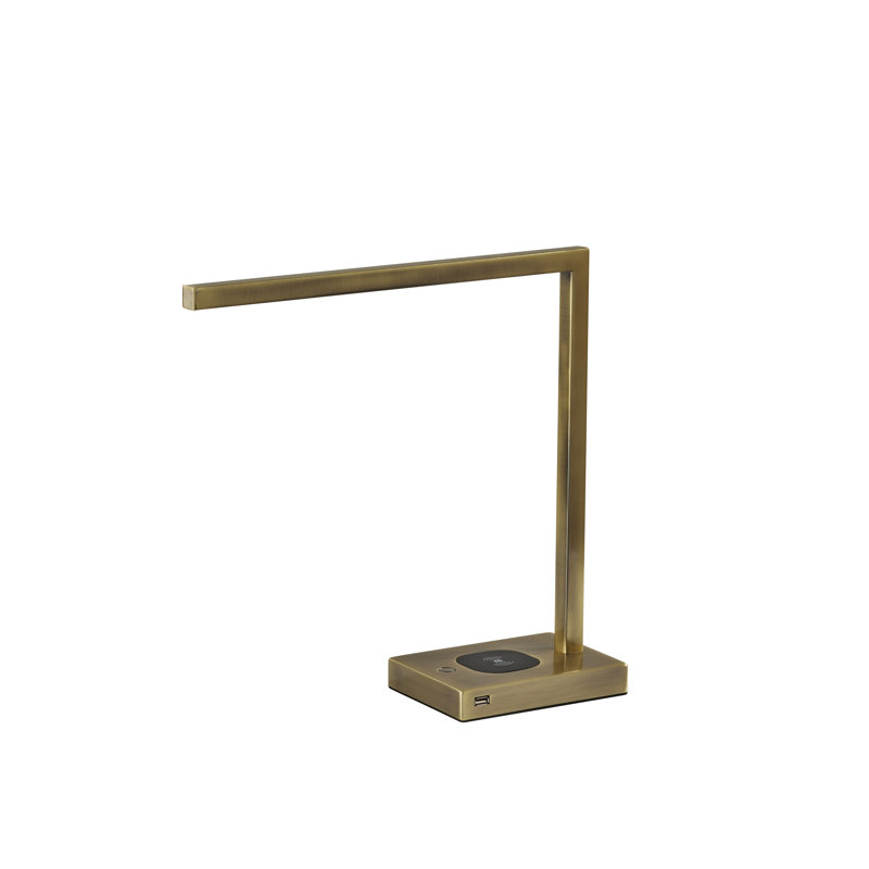 Lampe de bureau 16 po avec prise USB et prise Capri, Or