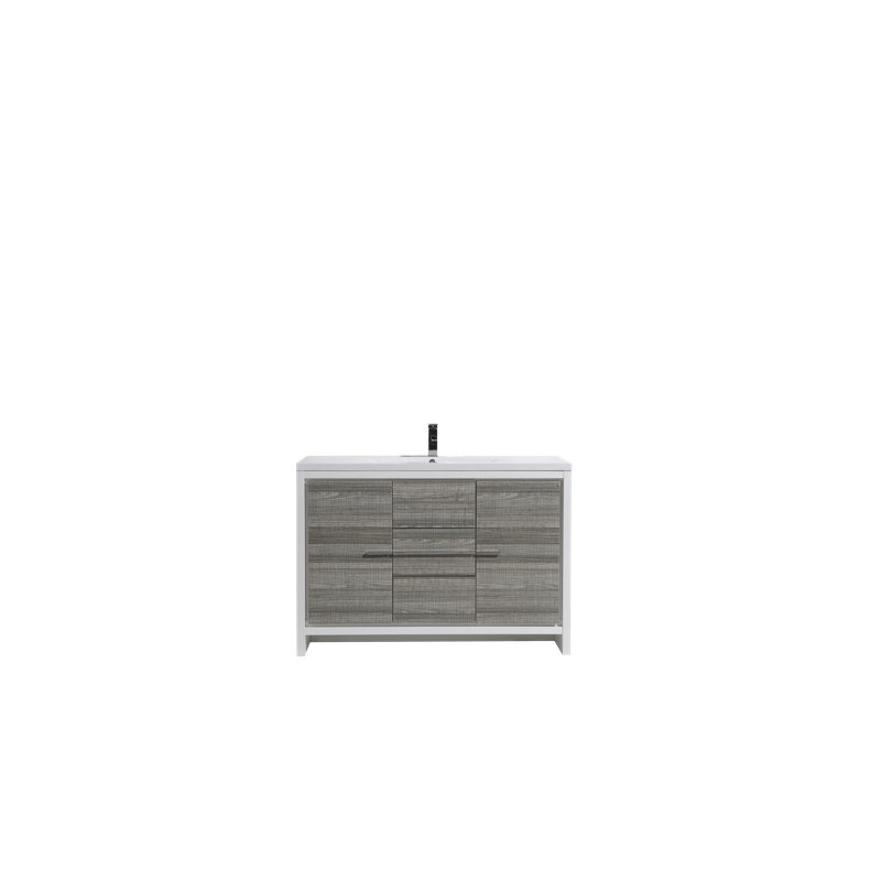 Melillo 47'' Single Bathroom Vanity Base Only, High Gloss Ash Gray