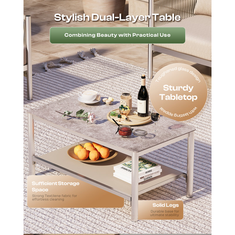 Ensemble de conversation extérieur en aluminium 4 pièces avec coussin de 15 cm, causeuse, 2 fauteuils et table basse