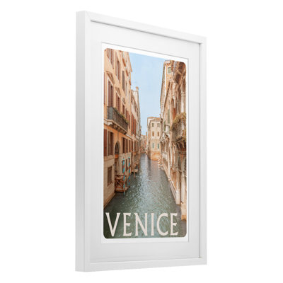«Venice Canal Waterway», reproduction sous verre encadrée, design par Erin Marie