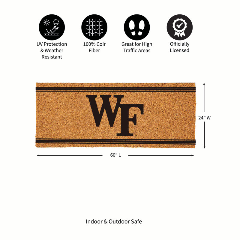 Très grand tapis couleur coco Wake Forest University, 60 po x 24 po