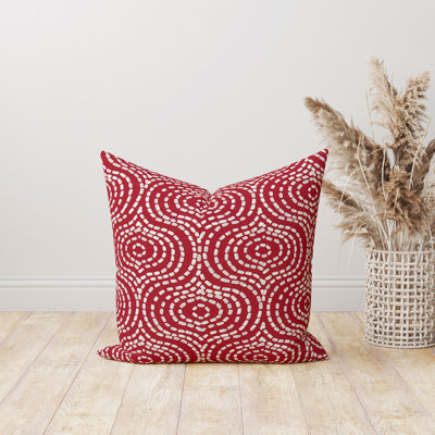 Denver red Damask Cotton Pillow Cover