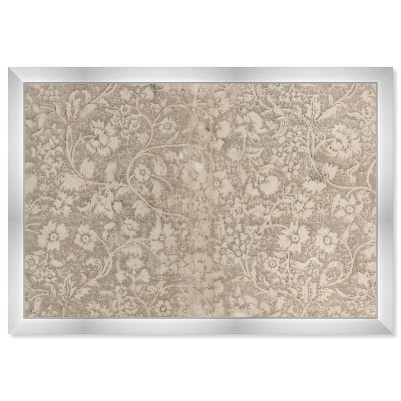 Aesthetic Beige Floral Pattern Canvas by Oliver Gal, 32" H x 47" W, Silver